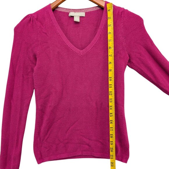 Banana Republic Sweater Womens Pink Long Puff Sleeve V Neck Textured Knit Sz XS - Picture 5 of 7